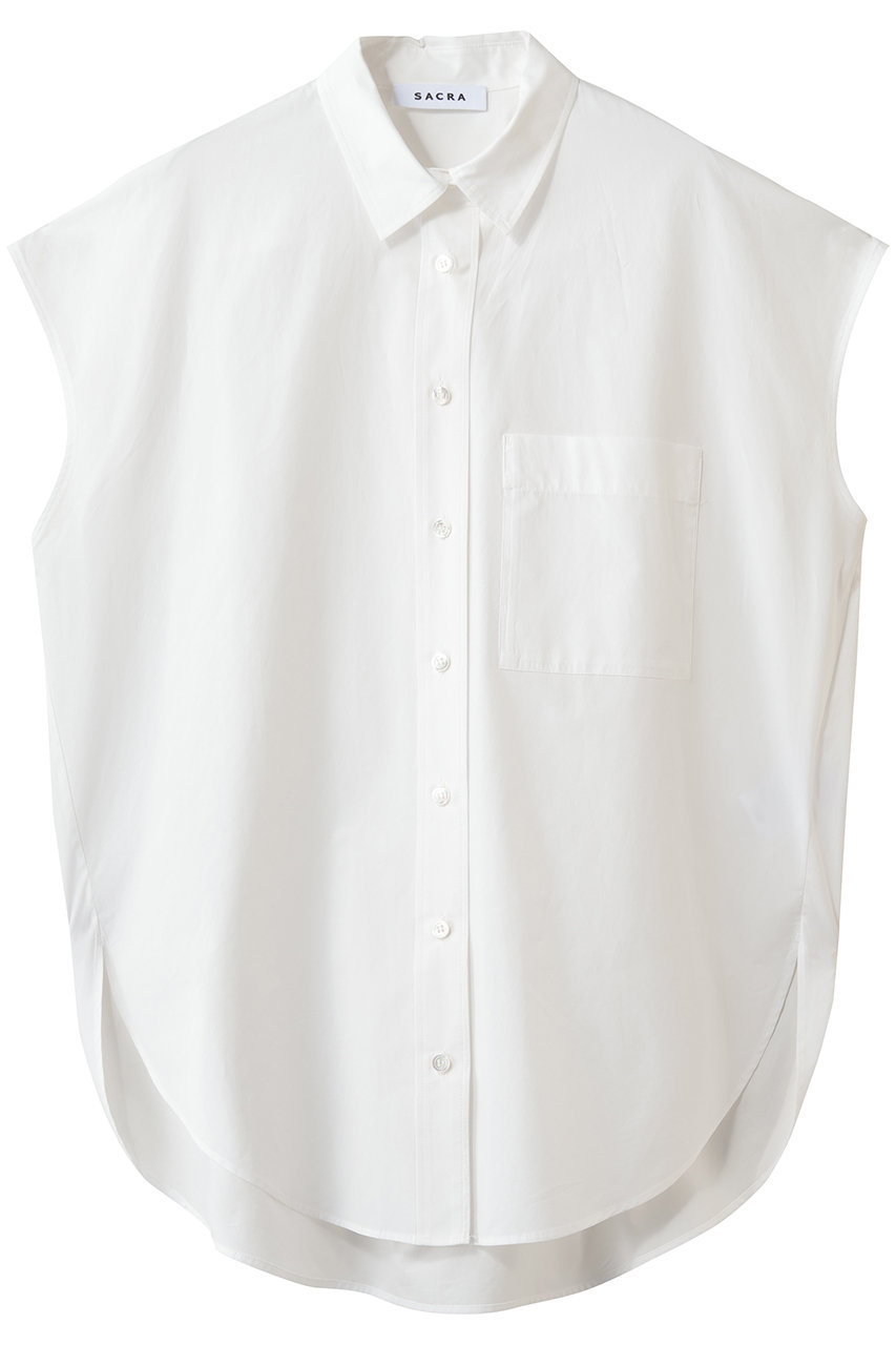 サクラ/SACRAのプレミアムコンパクトポプリンブラウス(ホワイト/126210071)