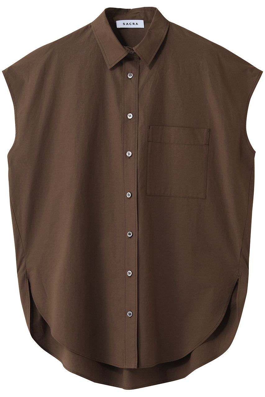サクラ/SACRAのプレミアムコンパクトポプリンブラウス(ブラウン/126210071)