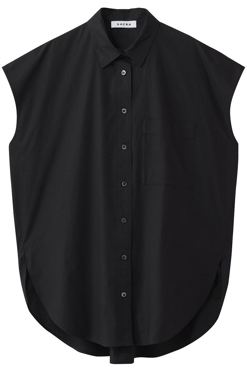 サクラ/SACRAのプレミアムコンパクトポプリンブラウス(ブラック/126210071)