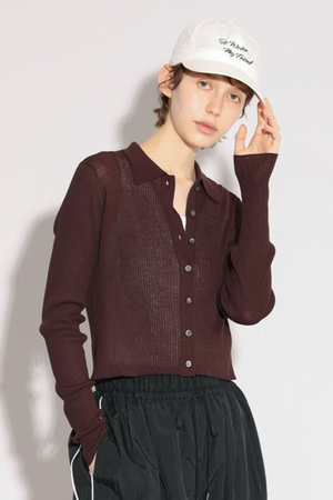 サクラ/SACRAのファインツイストコットンリネンリブカーディガン