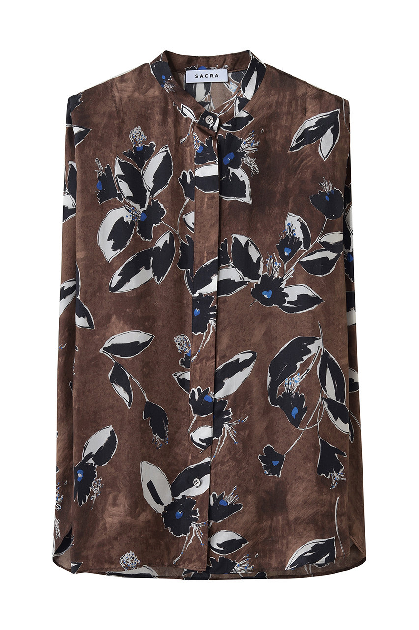 サクラ/SACRAのフローラペイントノースリーブブラウス(ブラウン/126214071)