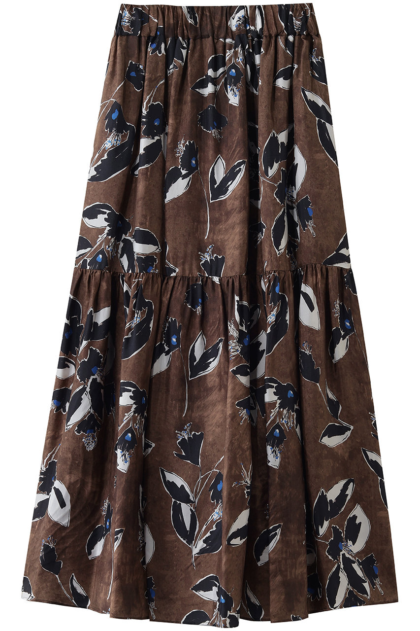 サクラ/SACRAのフローラペイントティアードスカート(ブラウン/126214123)