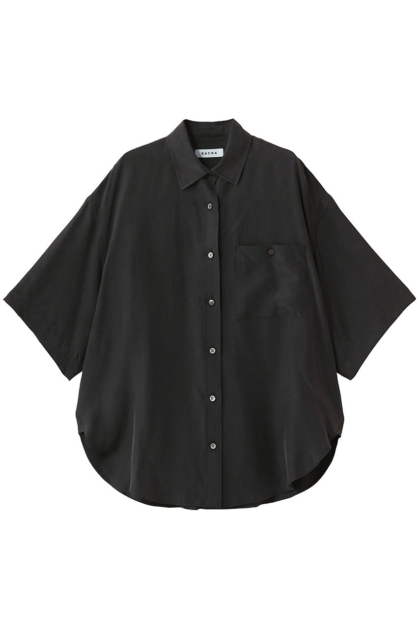 サクラ/SACRAのプレミアムシルクサンドウォッシュシャツ(ブラック/126207071)