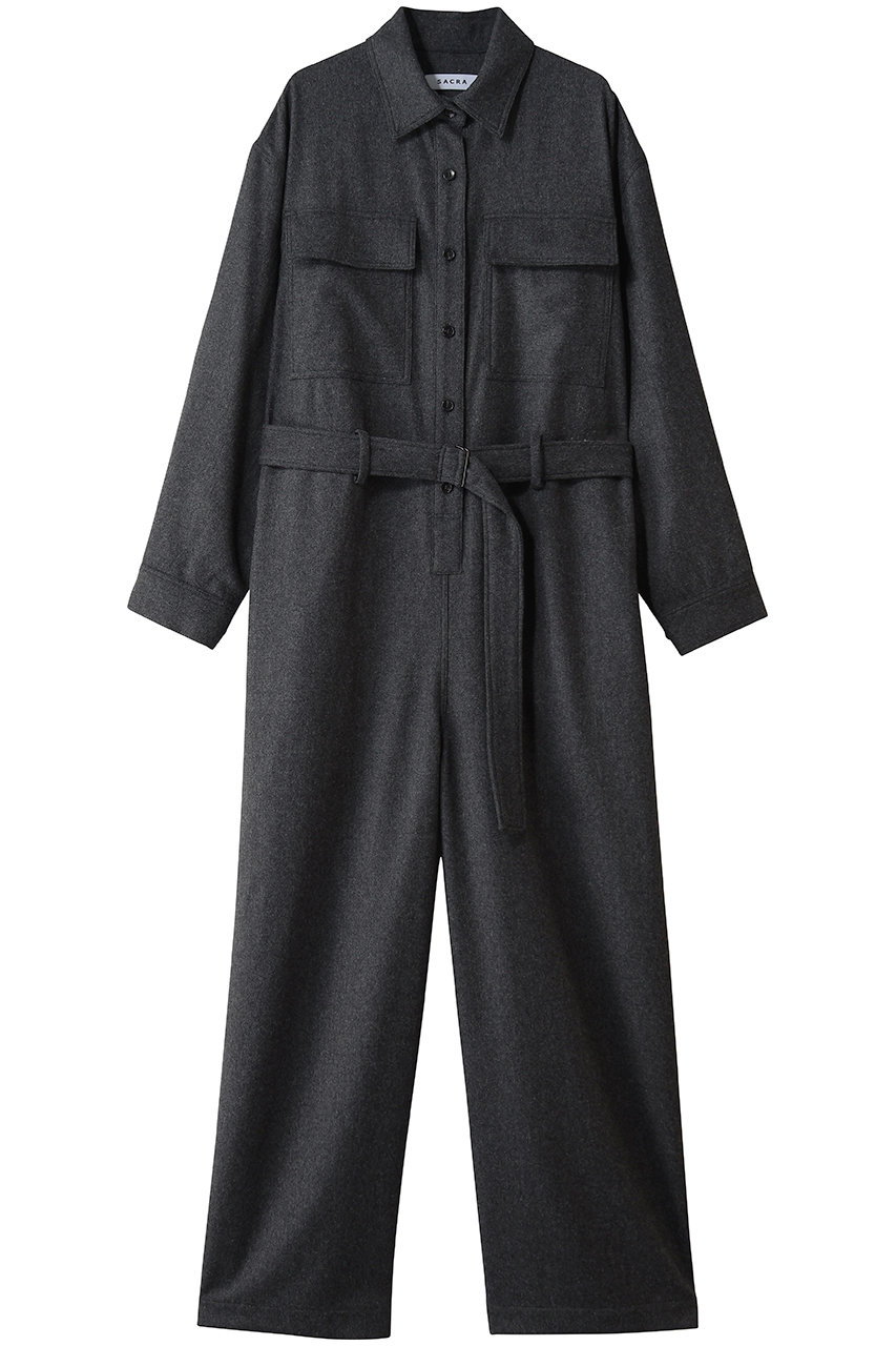 SACRA スーパーファインフランネルコンビネゾン (チャコール, 38) サクラ ELLE SHOP