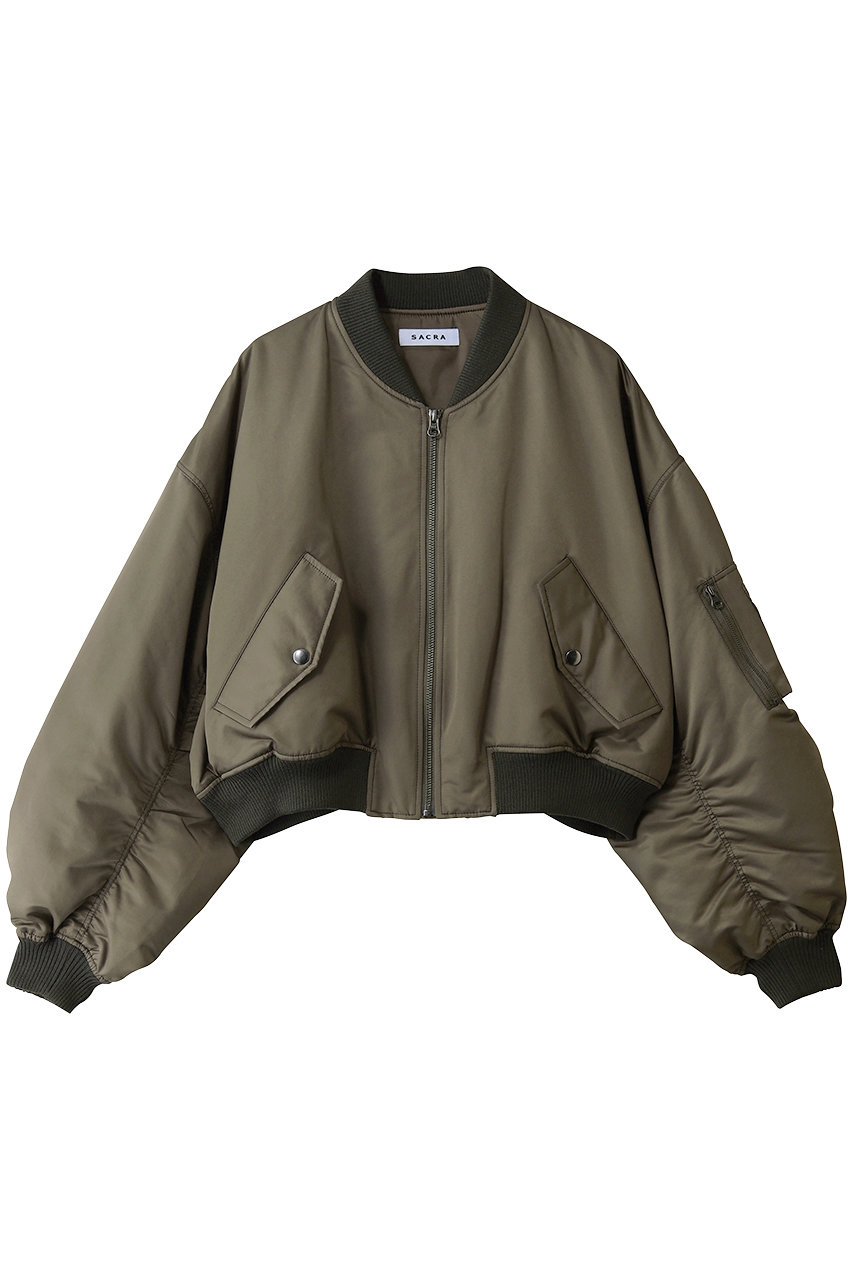 SACRA プレミアムハイカウントツイルブルゾン (カーキ, 38) サクラ ELLE SHOP