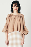 コットンギャザーバックリボンブラウス