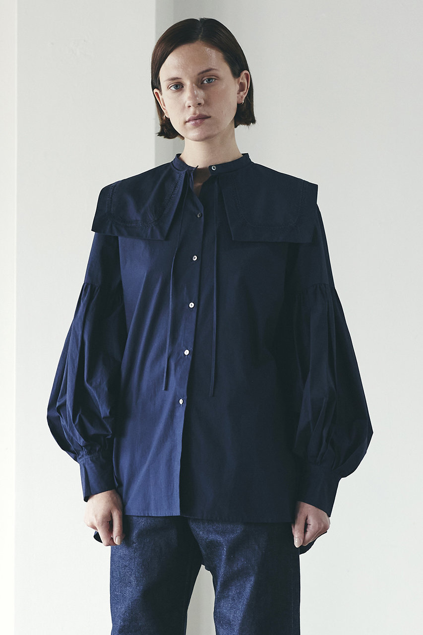 Marilyn Moon マリリンムーン マクラメ刺繍付け襟ブラウス ネイビー の通販 Elleshop エル ショップ