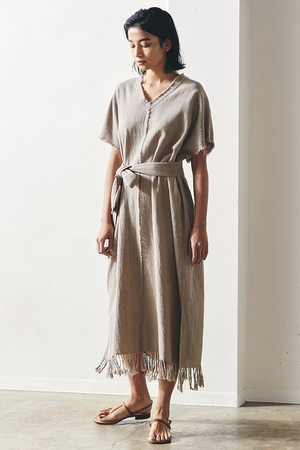 マリリンムーン/MARILYN MOONの【WALANCE】ハンドウ-ブンコットンカフタンドレス(110500/110503)