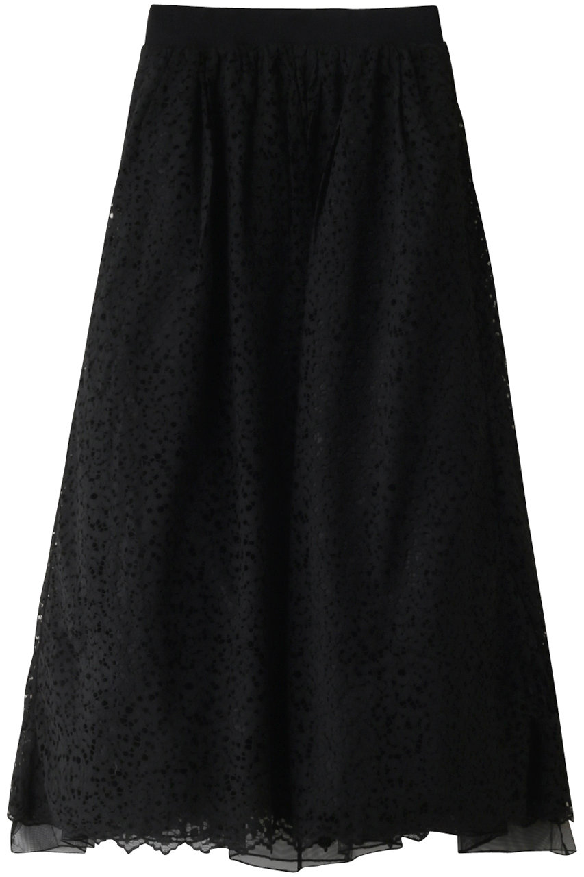 MARILYN MOON リバーシブルオーガンジーレーススカート (ブラック, F) マリリンムーン ELLE SHOP