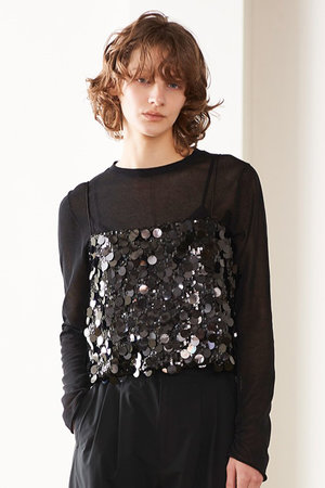 マリリンムーン/MARILYN MOONのコントラストシャインスパングルキャミソール(110100/110101)