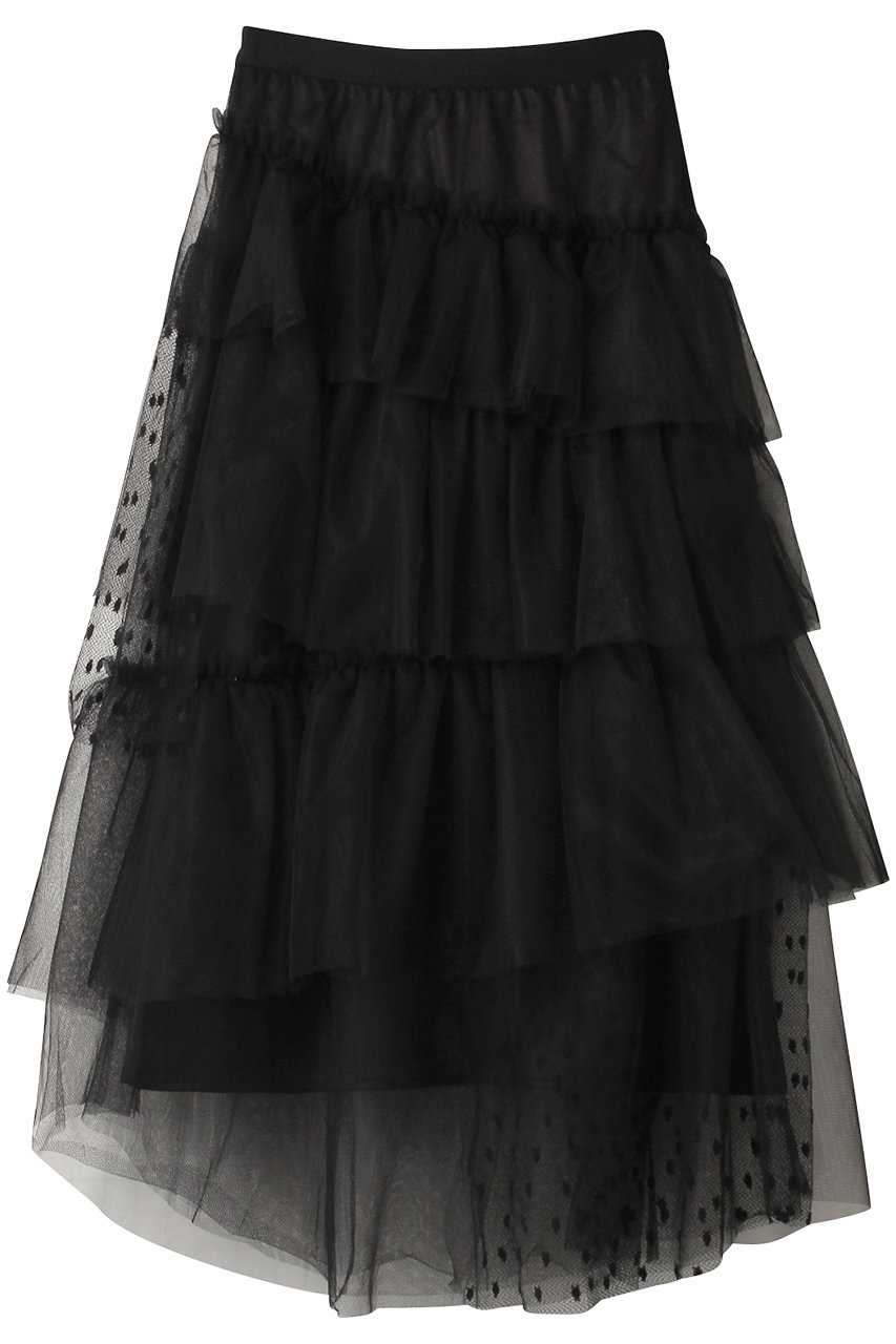 MARILYN MOON レイヤードドットチュールスカート (ブラック, F) マリリンムーン ELLE SHOP