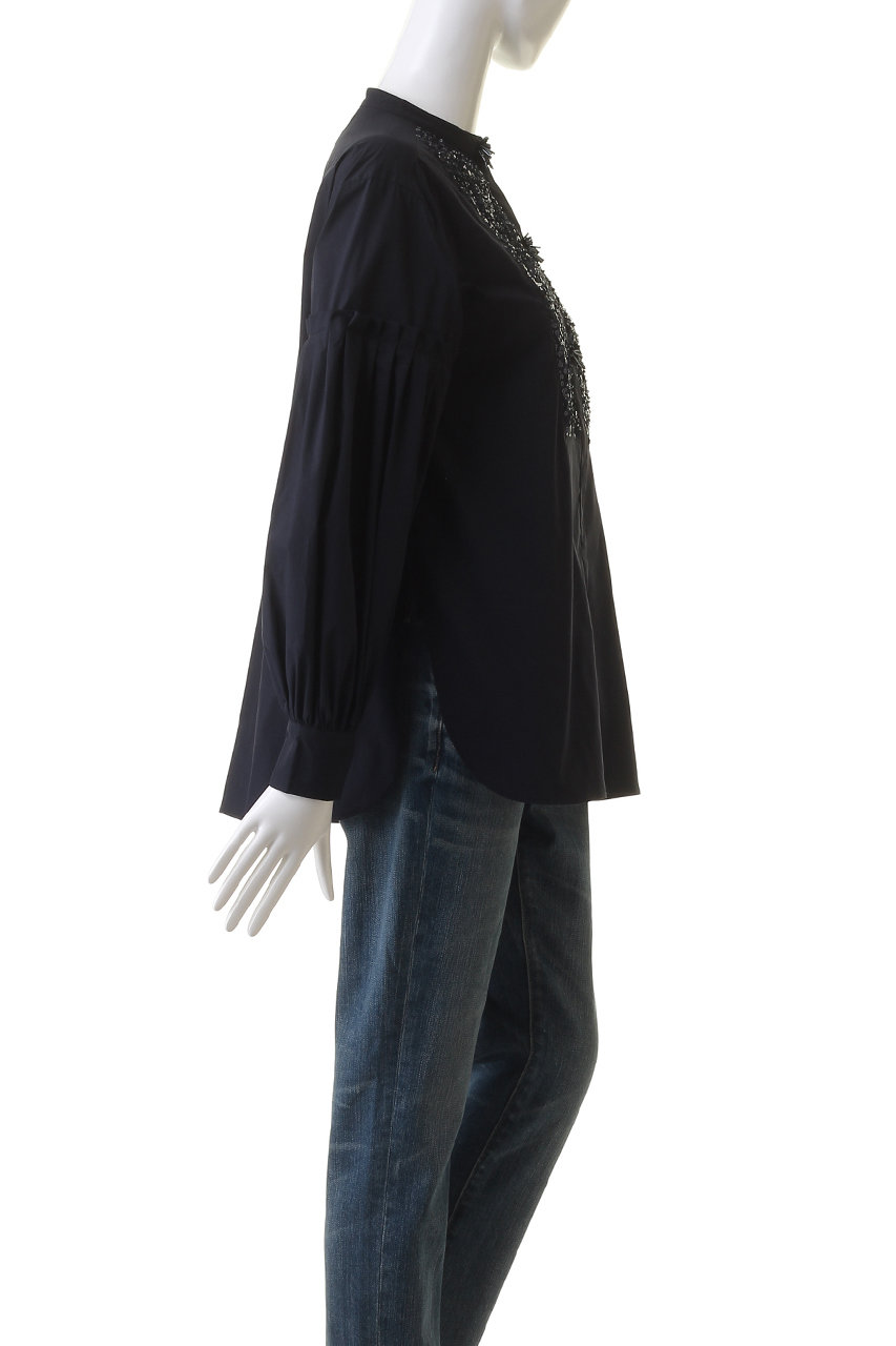マリリンムーン⭐︎フリンジビーズモチーフハーフスリーブブラウス 再入荷【SOI- MeME】fringe beads motif half sleeve blouse