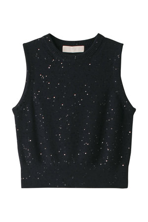 マリリンムーン/MARILYN MOONのコットンポリエステルスパングルノースリーブベスト(110300/110301)