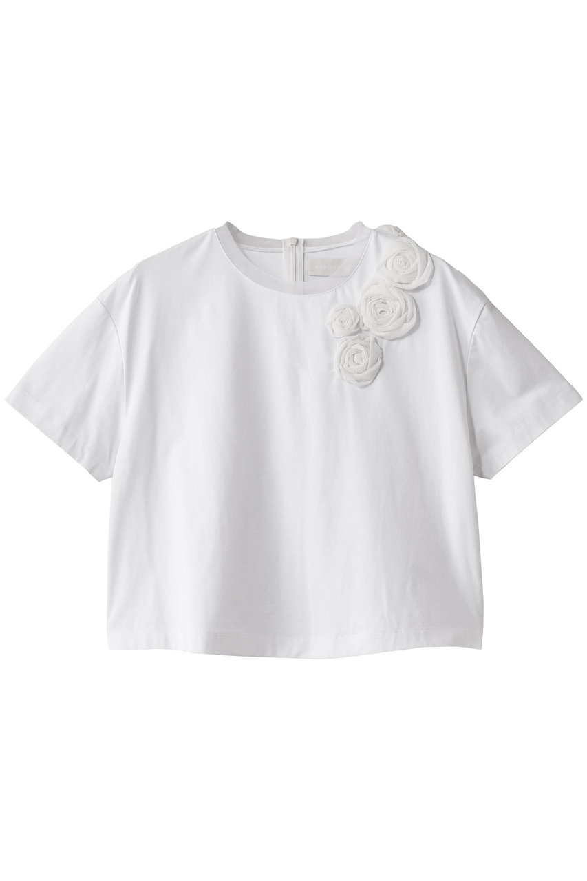 MARILYN MOON デコラティブカットソーフラワーモチーフTシャツ (ホワイト, F) マリリンムーン ELLE SHOP MARILYN MOON デコラティブカットソーフラワーモチーフTシャツ (ホワイト, F) マリリンムーン ELLE SHOP