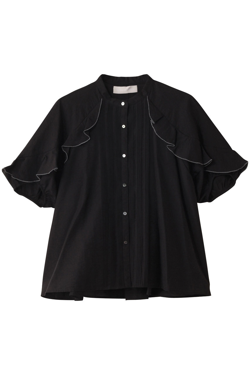 MARILYN MOON シアーラッフルピンタックブラウス (ブラック, F) マリリンムーン ELLE SHOP MARILYN MOON シアーラッフルピンタックブラウス (ブラック, F) マリリンムーン ELLE SHOP