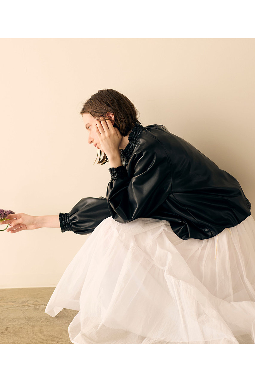 MARILYN MOON マリリンムーン ノーカラーレザージャケット　美品　黒 MARILYN MOON/マリリンムーン】合皮ジャケット｜TIARA（ティアラ