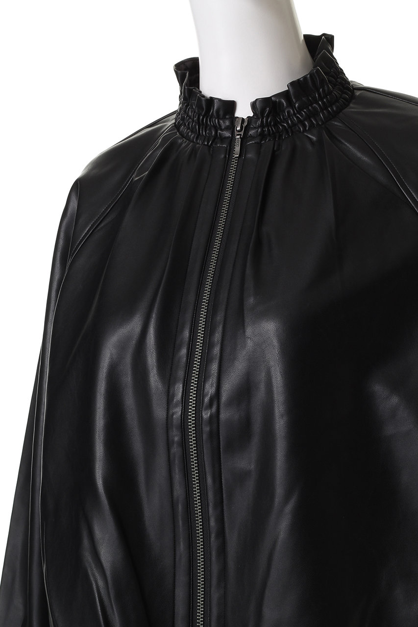 MARILYN MOON マリリンムーン ノーカラーレザージャケット　美品　黒 MARILYN MOON マリリンムーン ノーカラーレザージャケット 美品