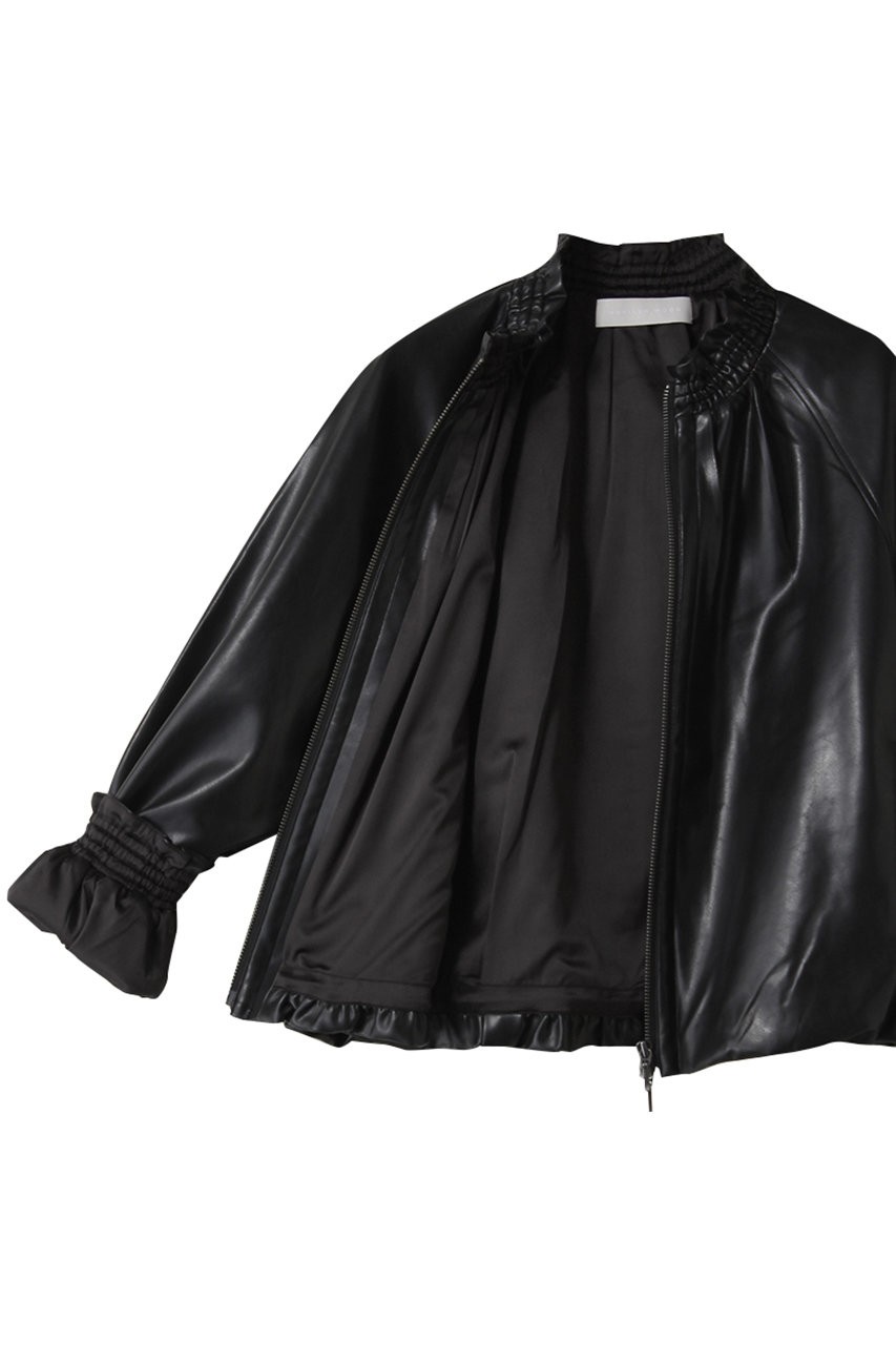 MARILYN MOON マリリンムーン ノーカラーレザージャケット　美品　黒 MARILYN MOON マリリンムーン ノーカラーレザージャケット 美品 黒