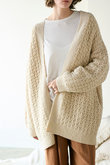 【WALANCE】ダブルクロシェミドルゲージニットカーディガン