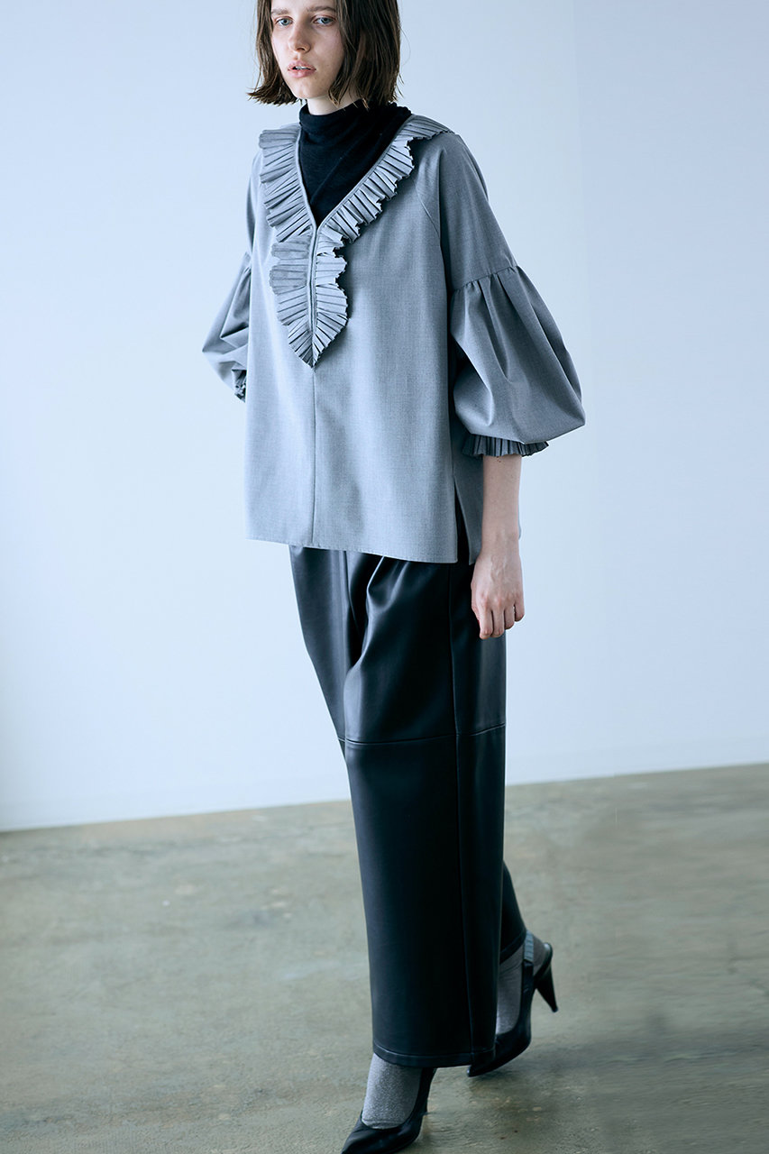 MARILYN MOON(マリリンムーン)｜プリーツジャボブラウス/グレー の通販