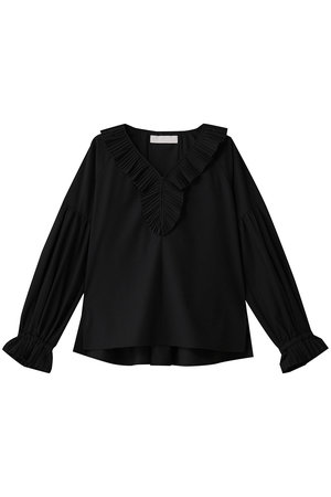 新品。マリリンムーン 2way フリルカシミヤ カーデ黒 MARILYN MOON マリリンムーン frill pearl cardigan AT WORK