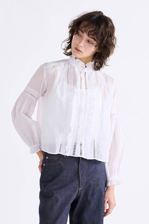 マリリンムーン/MARILYN MOONの【予約販売】シアースターチドコットンレースフリルドブラウス(110400/110403)