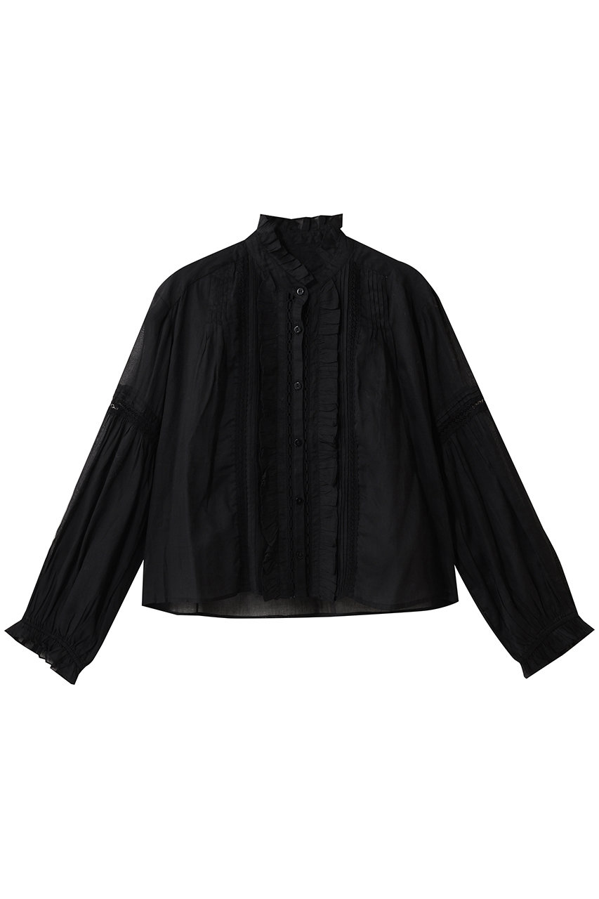 マリリンムーン/MARILYN MOONの【予約販売】シアースターチドコットンレースフリルドブラウス(ブラック/4261-114)