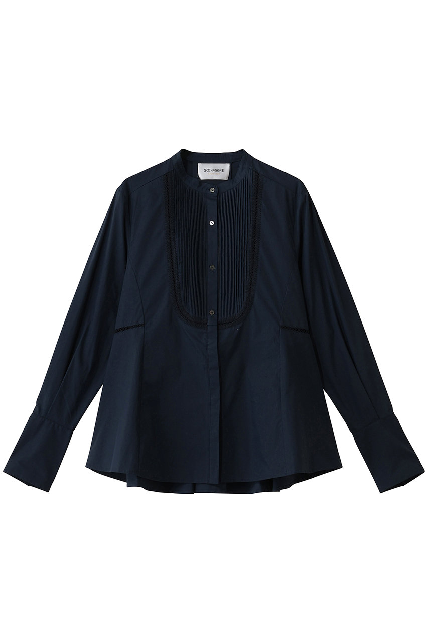 マリリンムーン/MARILYN MOONの【SOI-MeME】ピンタックブザムエンブロイダリーブラウス(ネイビー/4261-111)