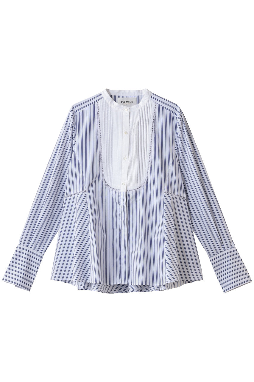 マリリンムーン/MARILYN MOONの【SOI-MeME】ピンタックブザムエンブロイダリーブラウス(ホワイトブルー/4261-111)