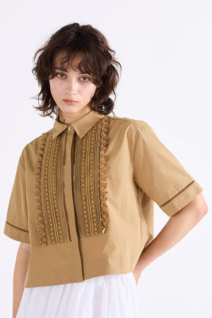 マリリンムーン/MARILYN MOONのハシゴレースタックフリルシャツ