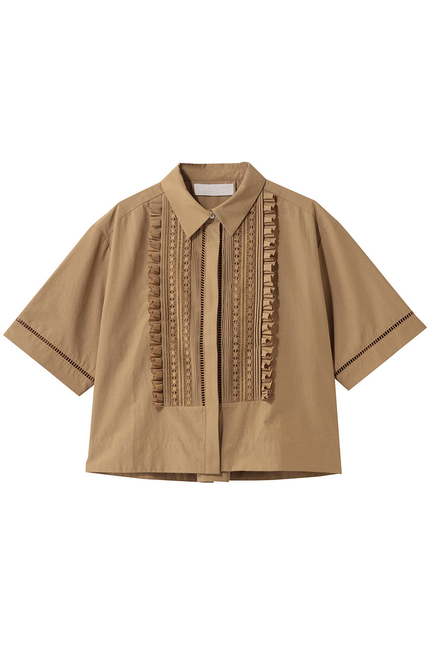 マリリンムーン/MARILYN MOONのハシゴレースタックフリルシャツ(キャメル/4261-137)