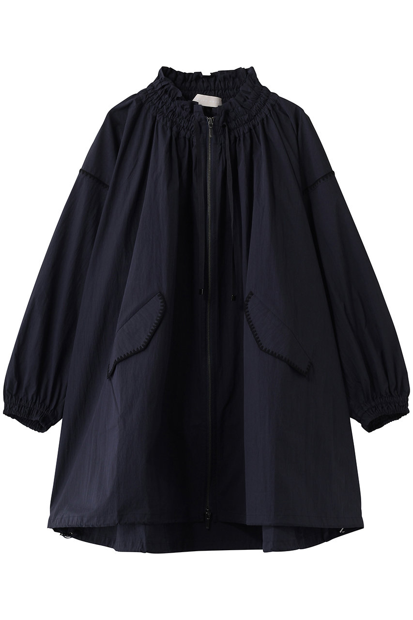 シャーリングギャザーエンブロイダリーミディブルゾン