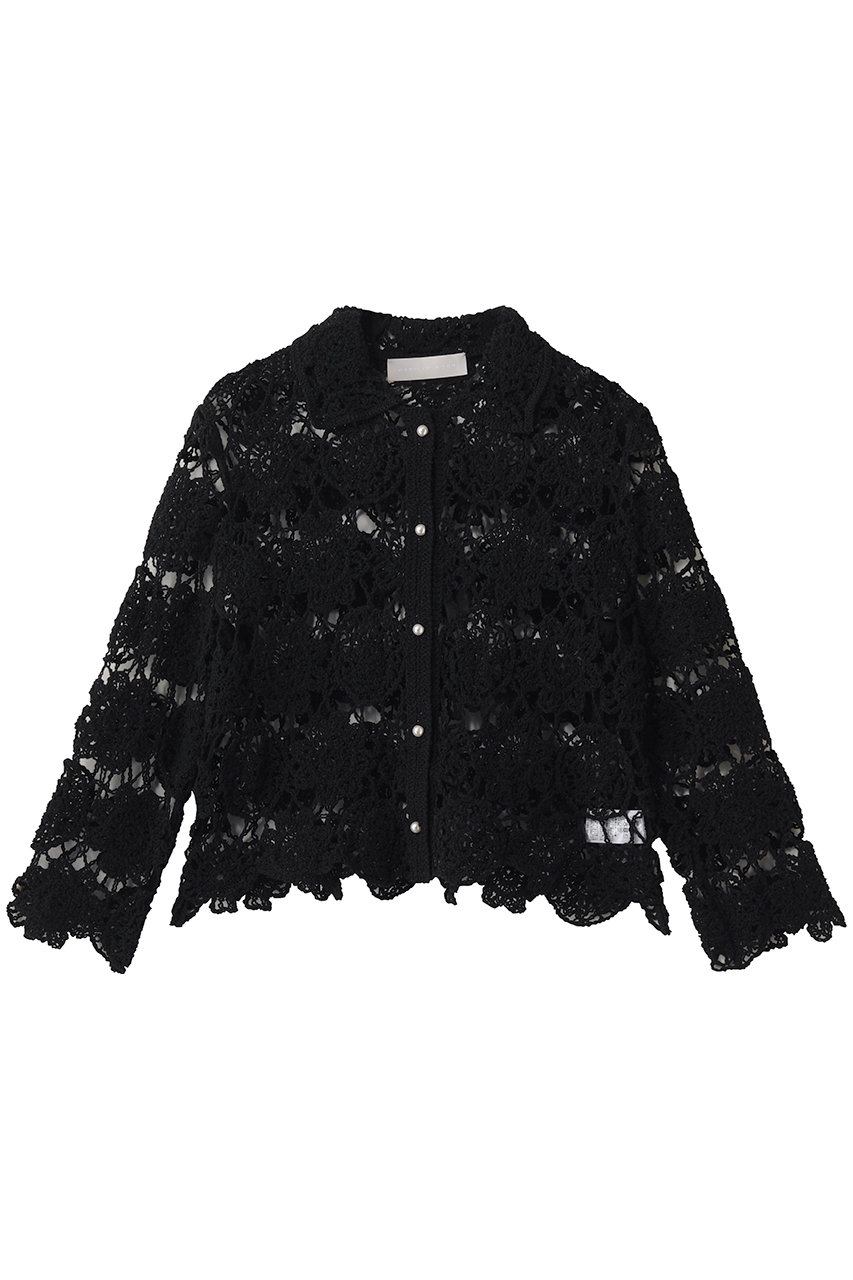 マリリンムーン/MARILYN MOONのクロシェニットジャケット(スミブラック/4261-128)