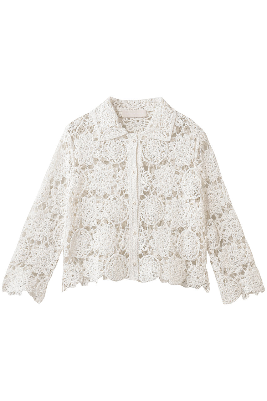 マリリンムーン/MARILYN MOONのクロシェニットジャケット(ホワイト/4261-128)