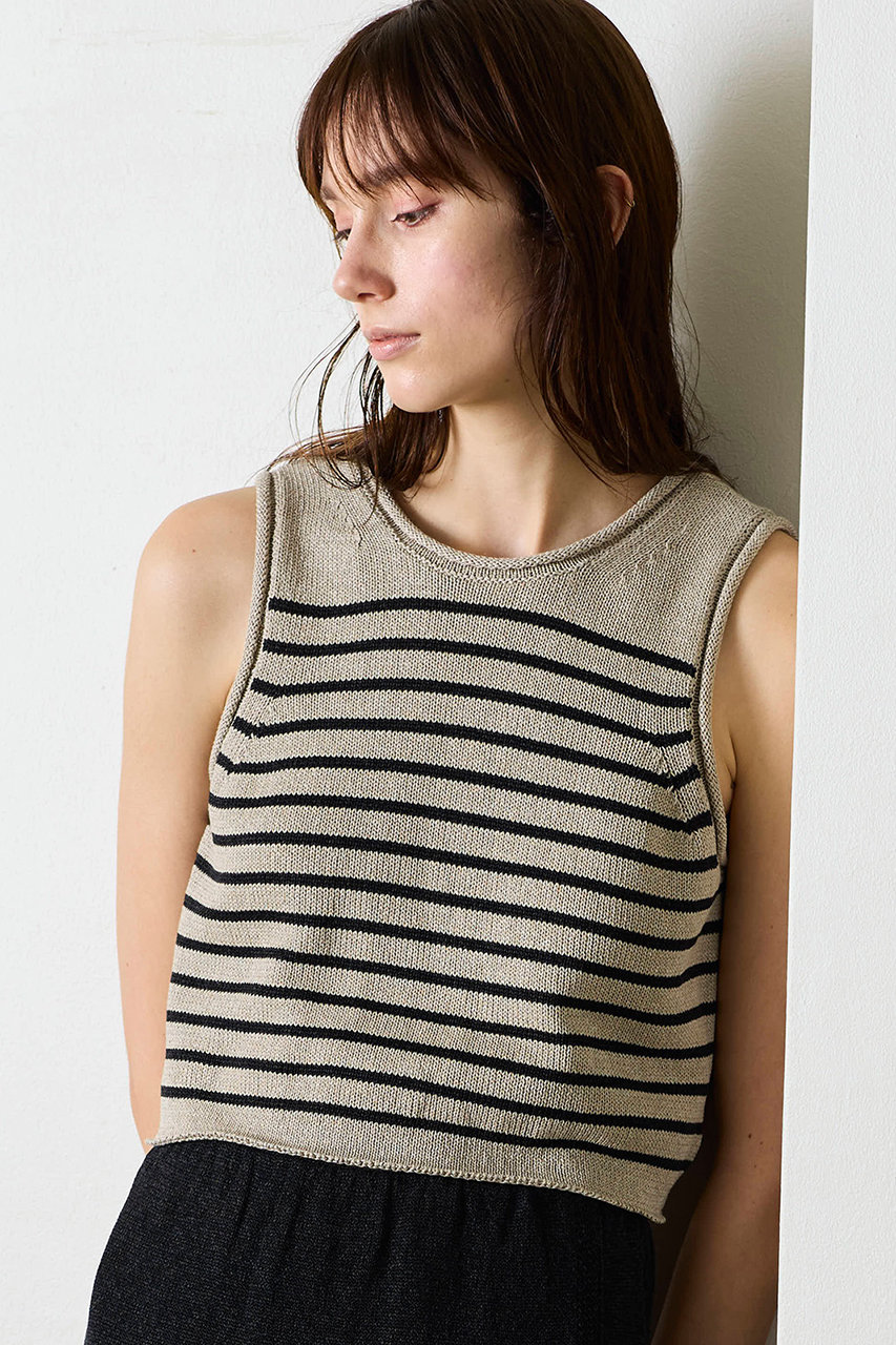 マリリンムーン/MARILYN MOONの【WALANCE】ペーパーニット2wayトップス(サンド×ブラック/3261-001)