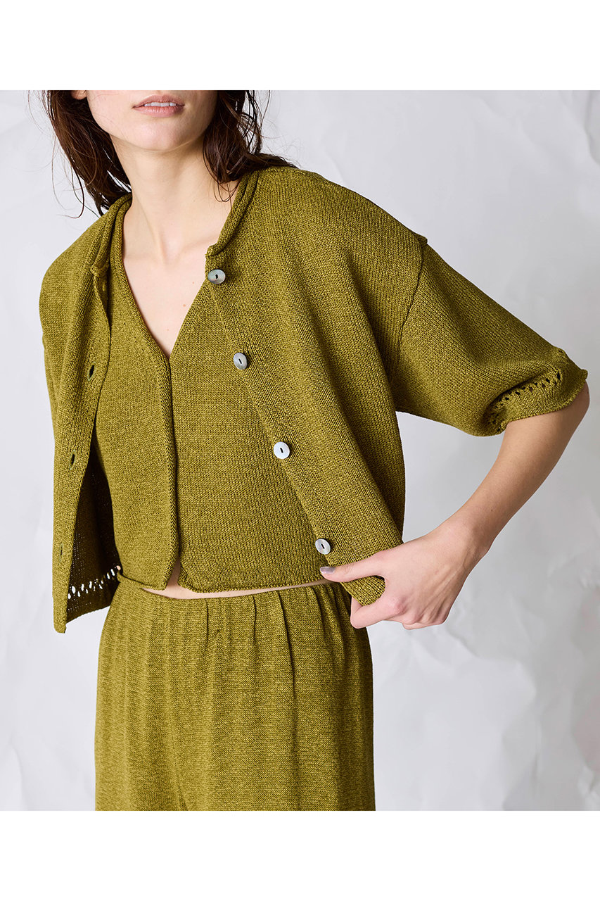 マリリンムーン/MARILYN MOONの【WALANCE】ペーパーニット2waｙハーフスリーブトップス(オリーブ/3261-007)