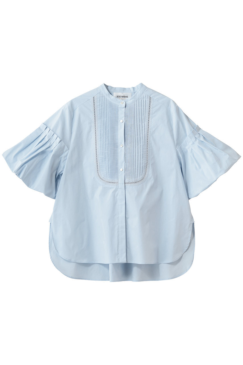 マリリンムーン/MARILYN MOONの【SOI-MeME】バルーンスリーブピンタックエンブロイダリーシャツ(サックス/4262-145)