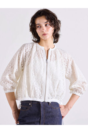 マリリンムーン/MARILYN MOONのリバーシブルシアーレースブルゾン