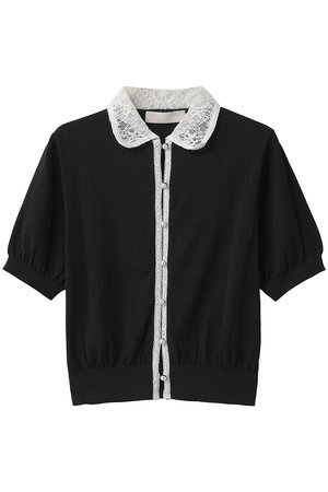 マリリンムーン/MARILYN MOONの【予約販売】コットンナイロンレースカラーニットカーディガン