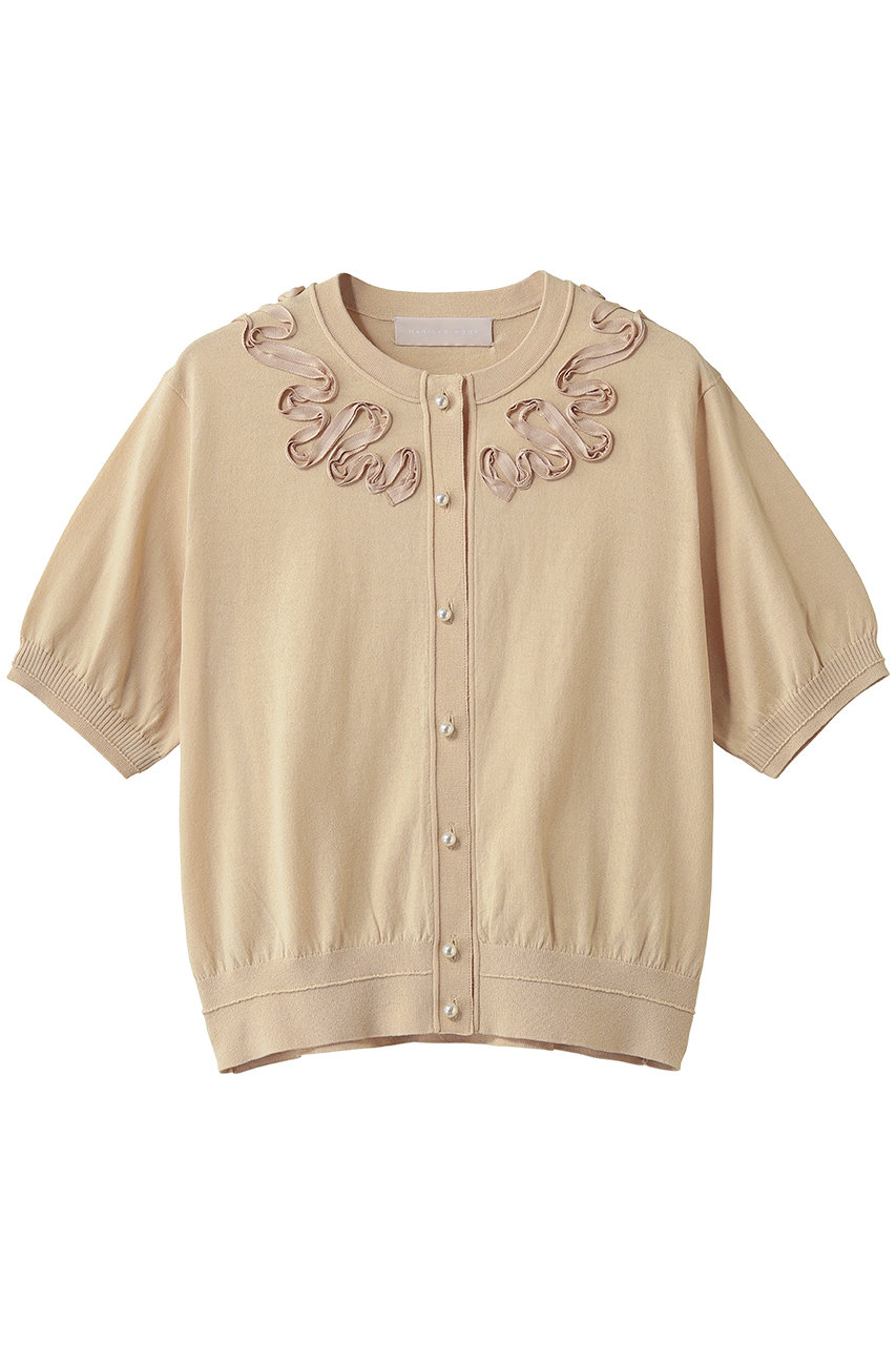 マリリンムーン/MARILYN MOONのコットンナイロンコードエンブロイダリーニットカーディガン(クリーム/4262-157)