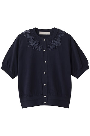 マリリンムーン/MARILYN MOONのコットンナイロンコードエンブロイダリーニットカーディガン(110300/110303)