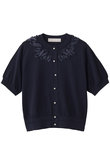 コットンナイロンコードエンブロイダリーニットカーディガン