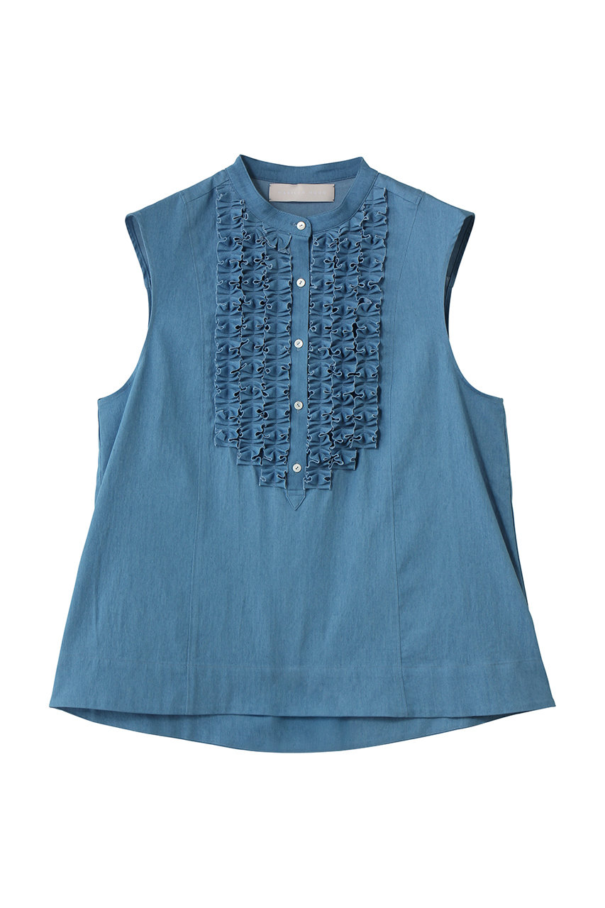 マリリンムーン/MARILYN MOONのモダンタックフリルフレアブラウス(ライトブルー/4262-159)