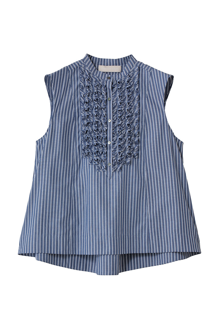 マリリンムーン/MARILYN MOONのモダンタックフリルフレアブラウス(ネイビー×ホワイト/4262-159)