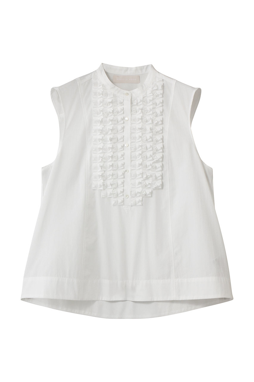 マリリンムーン/MARILYN MOONのモダンタックフリルフレアブラウス(ホワイト/4262-159)