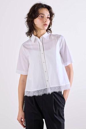 マリリンムーン/MARILYN MOONのヘムレースフレアシャツ