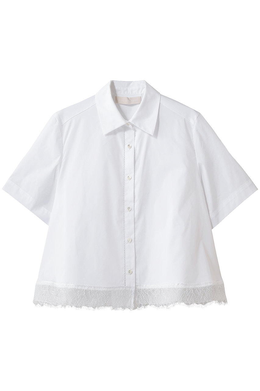 マリリンムーン/MARILYN MOONのヘムレースフレアシャツ(ホワイト/4262-167)