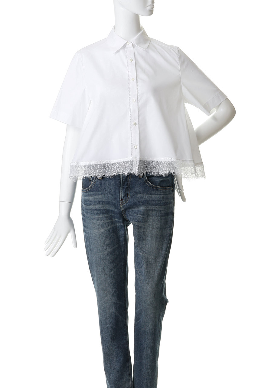 【新品・未使用】MARILYNMOON ヘムレースフレアシャツ MARILYN MOON(マリリンムーン)｜ヘムレースフレアシャツ/ホワイト の