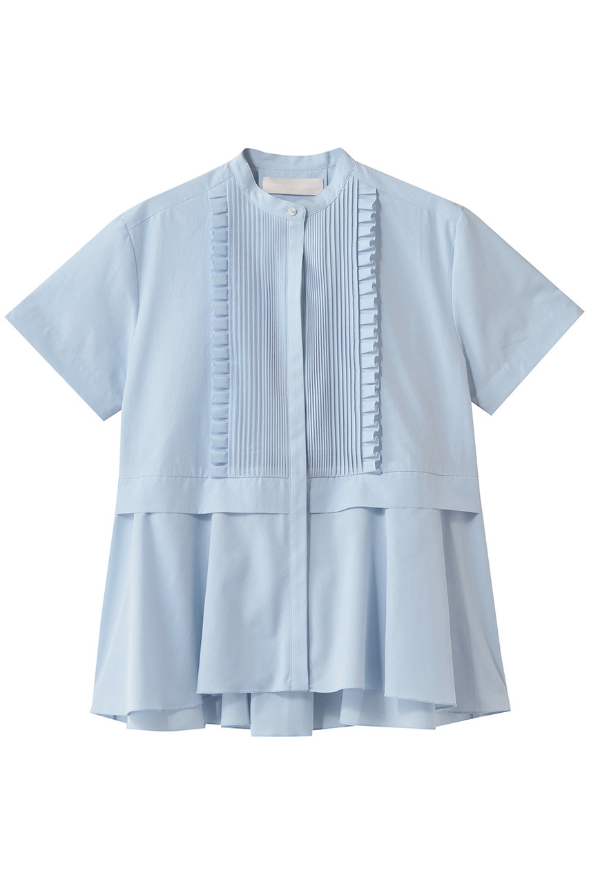 マリリンムーン/MARILYN MOONの【予約販売】タックフリルフレアハーフスリーブシャツ(サックス/4262-168)