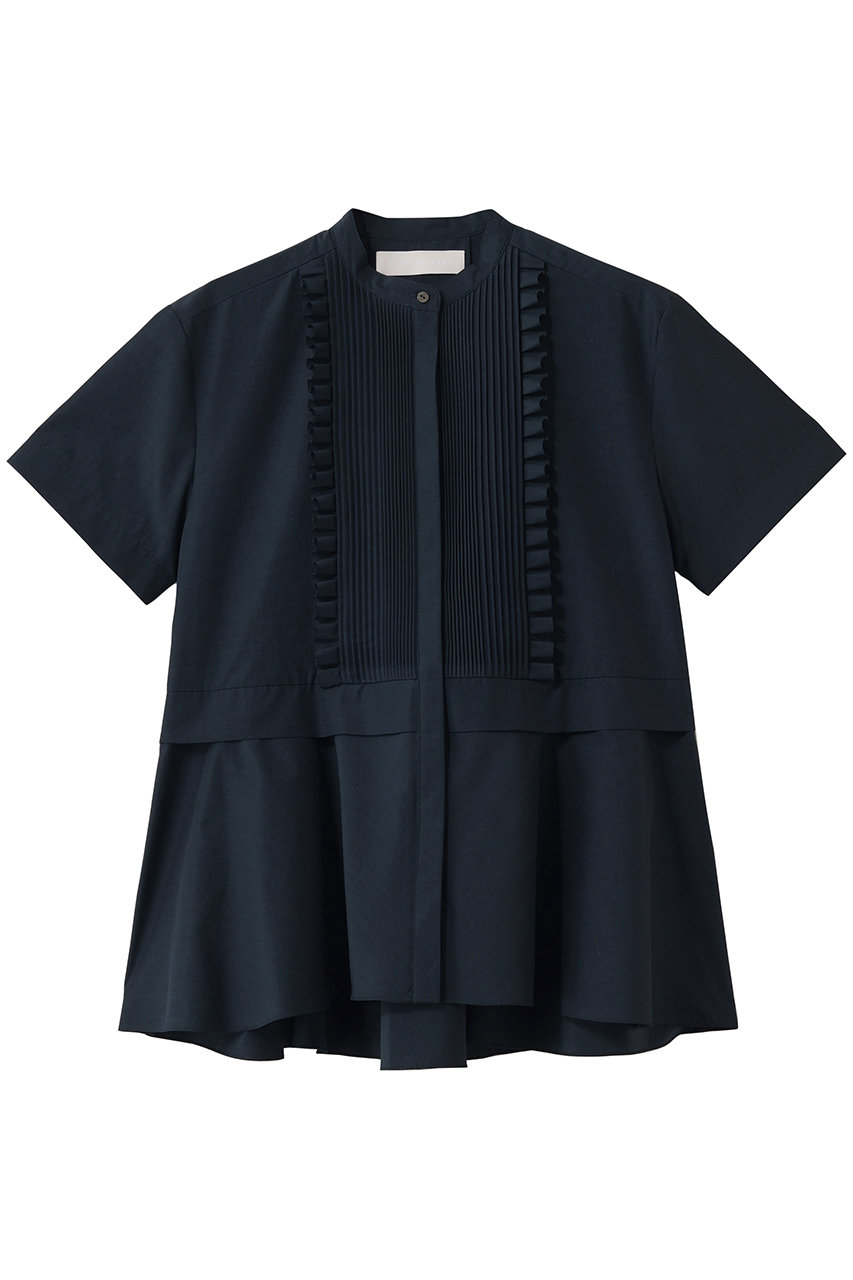 マリリンムーン/MARILYN MOONの【予約販売】タックフリルフレアハーフスリーブシャツ(ネイビー/4262-168)